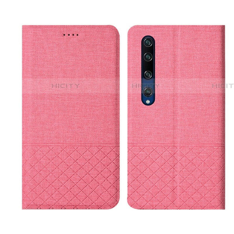 Funda de pano Cartera con Soporte L01 para Xiaomi Mi 10 Rosa