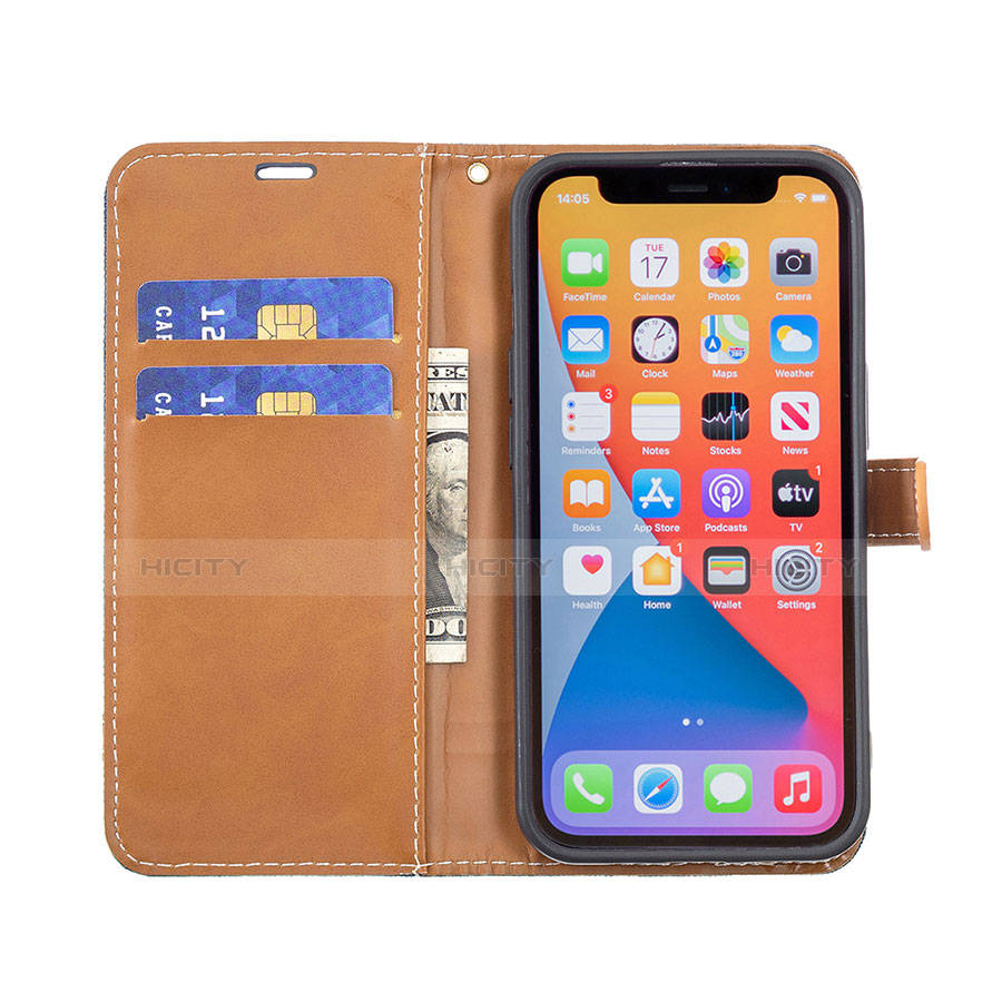 Funda de pano Cartera con Soporte para Apple iPhone 13 Pro Azul Real