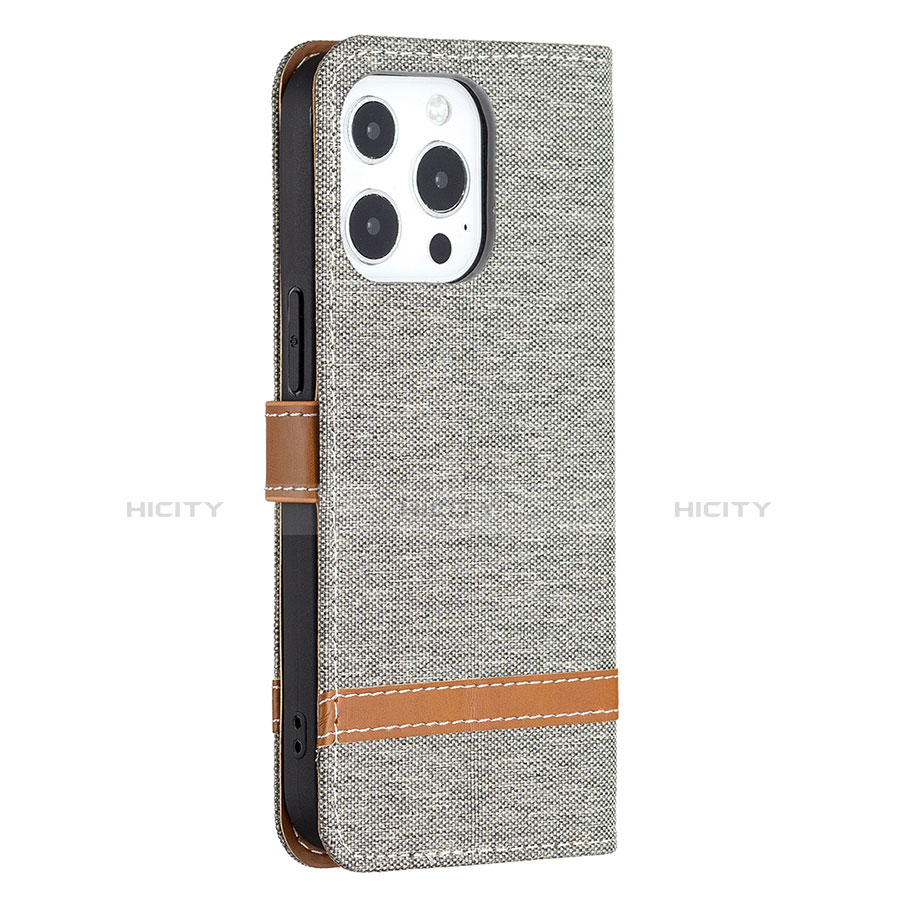 Funda de pano Cartera con Soporte para Apple iPhone 13 Pro Max Gris