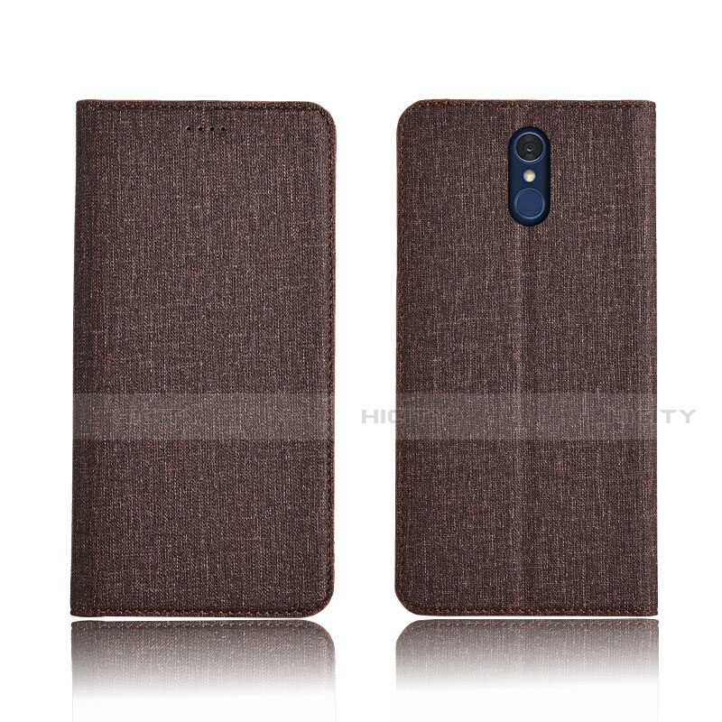 Funda de pano Cartera con Soporte para LG Q7 Marron