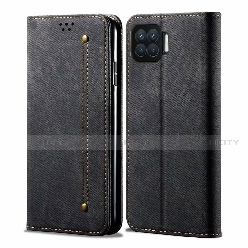 Funda de pano Cartera con Soporte para Oppo F17 Negro