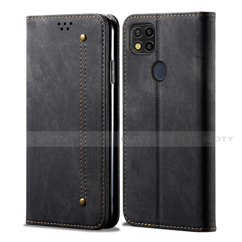 Funda de pano Cartera con Soporte para Xiaomi Redmi 9 India Negro