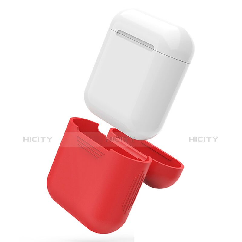 Funda de Silicona con Mosqueton Enchufe para AirPods Carcasa de Carga A03 Rojo