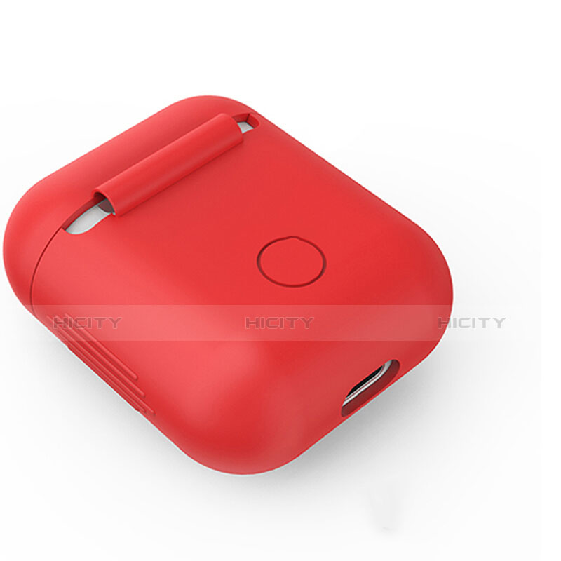 Funda de Silicona con Mosqueton Enchufe para AirPods Carcasa de Carga A03 Rojo