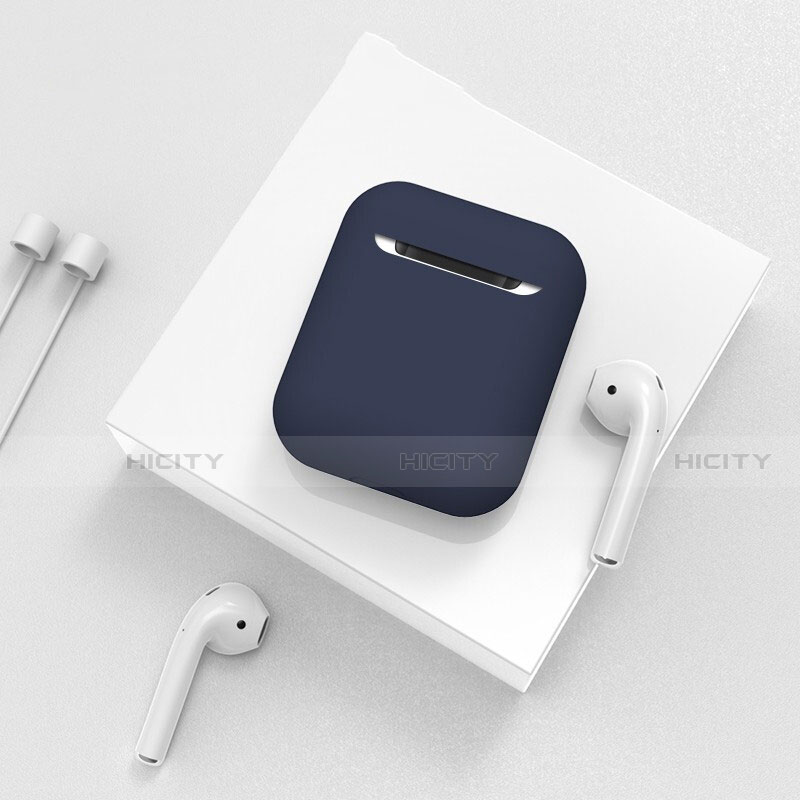 Funda de Silicona con Mosqueton Enchufe para AirPods Carcasa de Carga C01 Azul