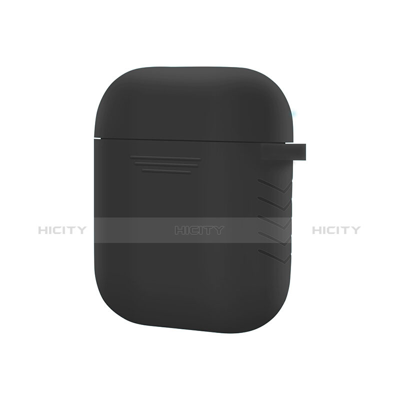 Funda de Silicona con Mosqueton Enchufe para AirPods Carcasa de Carga Z04 Negro