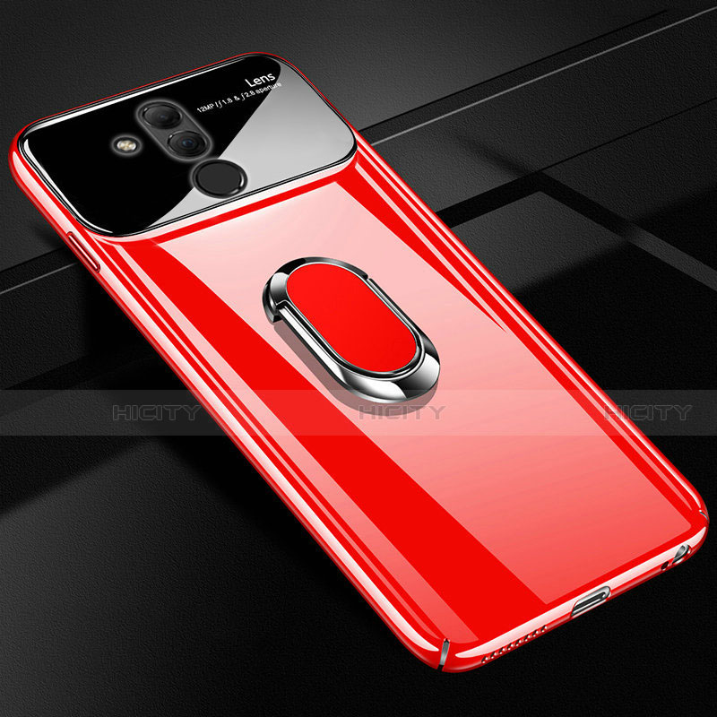 Funda Dura Plastico Rigida Carcasa Espejo 360 Grados con Magnetico Anillo de dedo Soporte para Huawei Mate 20 Lite Rojo