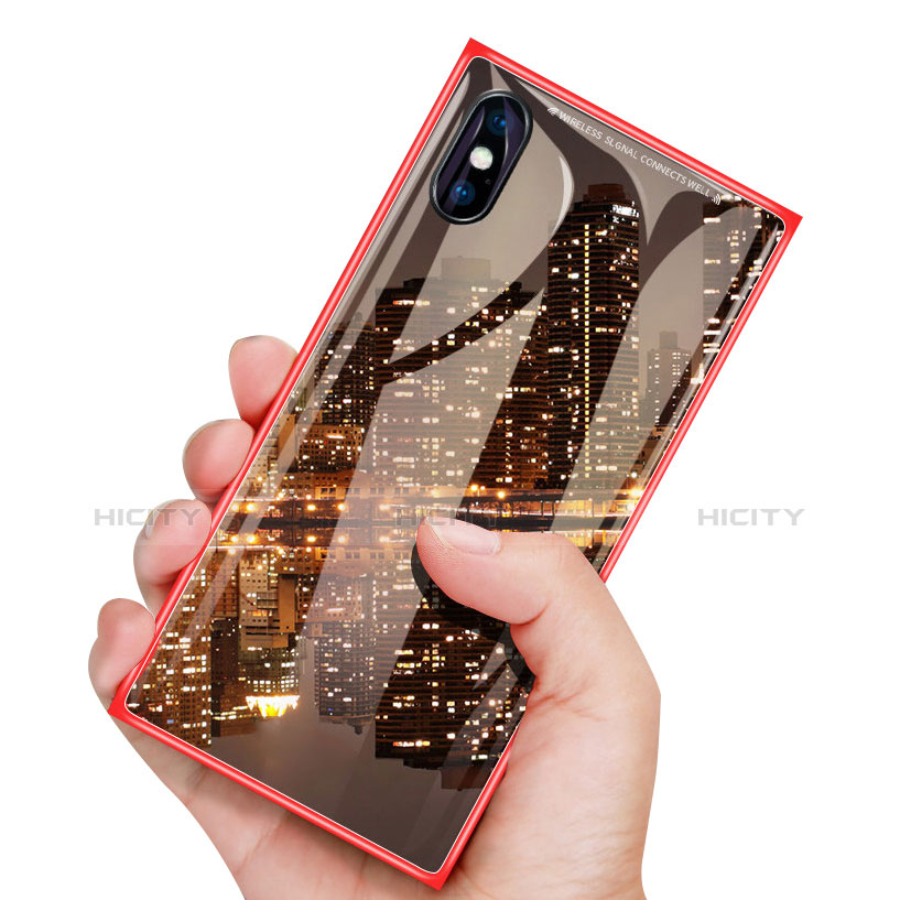 Funda Dura Plastico Rigida Carcasa Espejo Mate Frontal y Trasera 360 Grados para Apple iPhone Xs Rojo