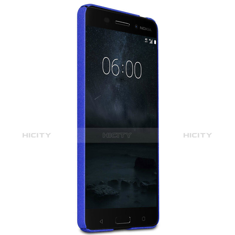 Funda Dura Plastico Rigida Carcasa Fino Arenisca para Nokia 6 Azul