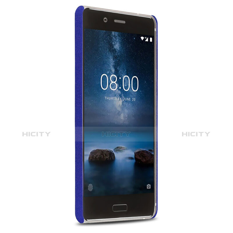 Funda Dura Plastico Rigida Carcasa Fino Arenisca para Nokia 8 Azul