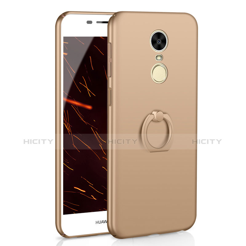 Funda Dura Plastico Rigida Carcasa Mate con Anillo de dedo Soporte A01 para Huawei Enjoy 6 Oro