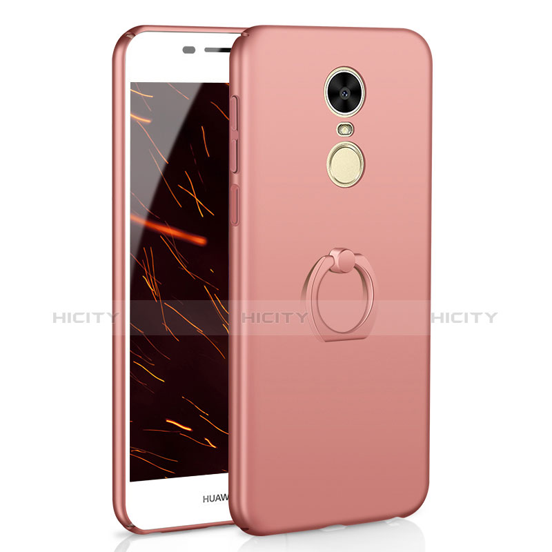 Funda Dura Plastico Rigida Carcasa Mate con Anillo de dedo Soporte A01 para Huawei Enjoy 6 Oro Rosa