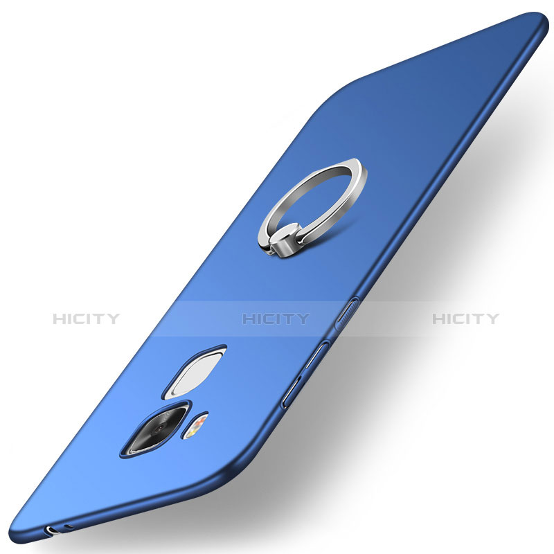 Funda Dura Plastico Rigida Carcasa Mate con Anillo de dedo Soporte A01 para Huawei G9 Plus Azul