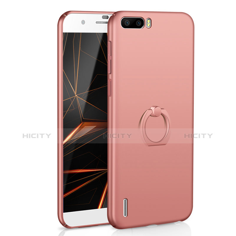 Funda Dura Plastico Rigida Carcasa Mate con Anillo de dedo Soporte A01 para Huawei Honor 6 Plus Oro Rosa