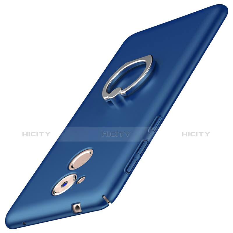 Funda Dura Plastico Rigida Carcasa Mate con Anillo de dedo Soporte A01 para Huawei Honor 6C Azul