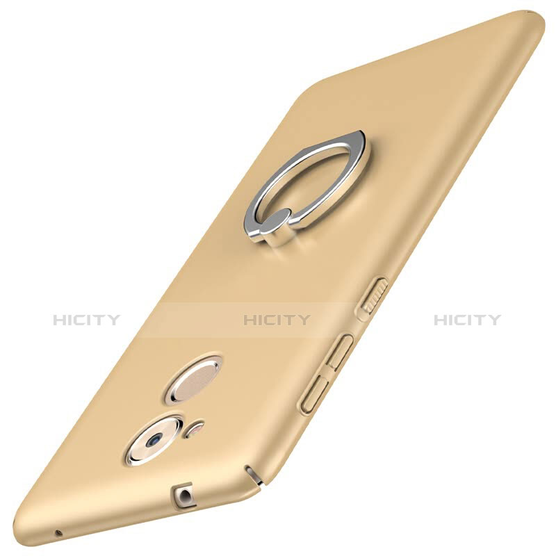 Funda Dura Plastico Rigida Carcasa Mate con Anillo de dedo Soporte A01 para Huawei Honor 6C Oro