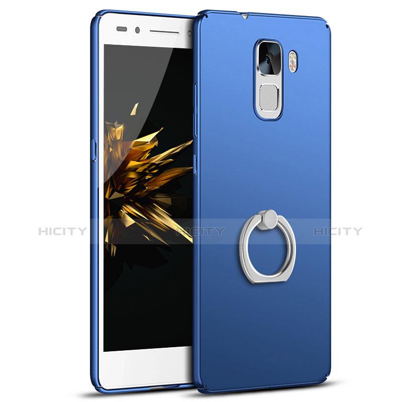 Funda Dura Plastico Rigida Carcasa Mate con Anillo de dedo Soporte A01 para Huawei Honor 7 Dual SIM Azul