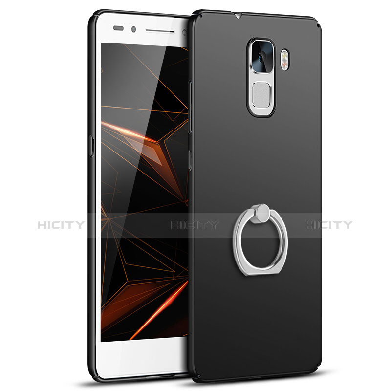 Funda Dura Plastico Rigida Carcasa Mate con Anillo de dedo Soporte A01 para Huawei Honor 7 Dual SIM Negro