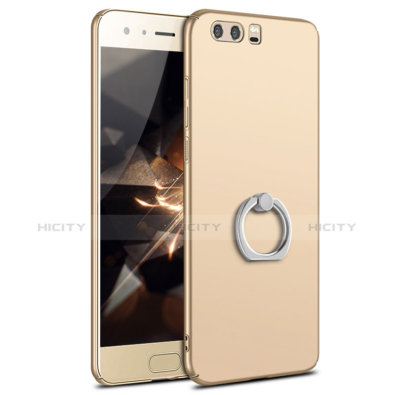 Funda Dura Plastico Rigida Carcasa Mate con Anillo de dedo Soporte A01 para Huawei Honor 9 Oro