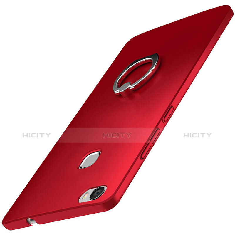 Funda Dura Plastico Rigida Carcasa Mate con Anillo de dedo Soporte A01 para Huawei Honor V8 Max Rojo
