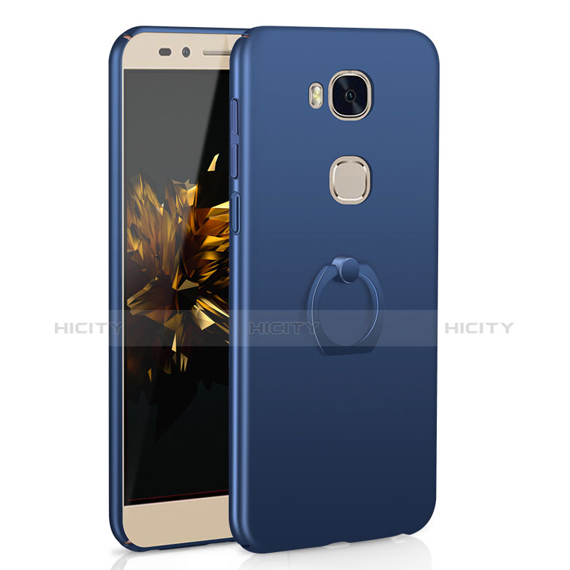 Funda Dura Plastico Rigida Carcasa Mate con Anillo de dedo Soporte A01 para Huawei Honor X5 Azul