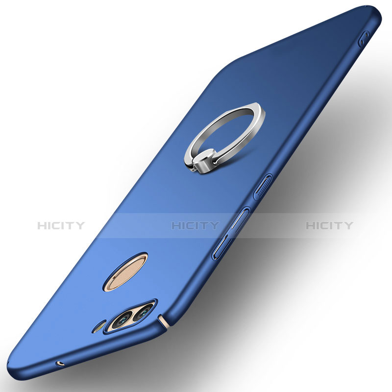 Funda Dura Plastico Rigida Carcasa Mate con Anillo de dedo Soporte A01 para Huawei Nova 2 Azul