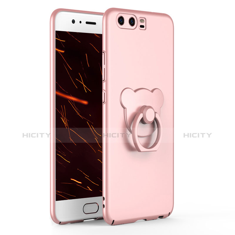 Funda Dura Plastico Rigida Carcasa Mate con Anillo de dedo Soporte A01 para Huawei P10 Oro Rosa