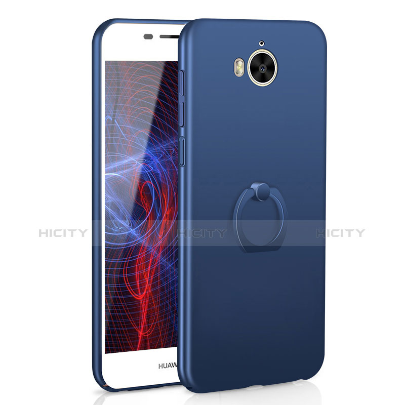 Funda Dura Plastico Rigida Carcasa Mate con Anillo de dedo Soporte A01 para Huawei Y5 (2017) Azul