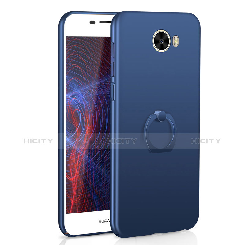 Funda Dura Plastico Rigida Carcasa Mate con Anillo de dedo Soporte A01 para Huawei Y5 II Y5 2 Azul