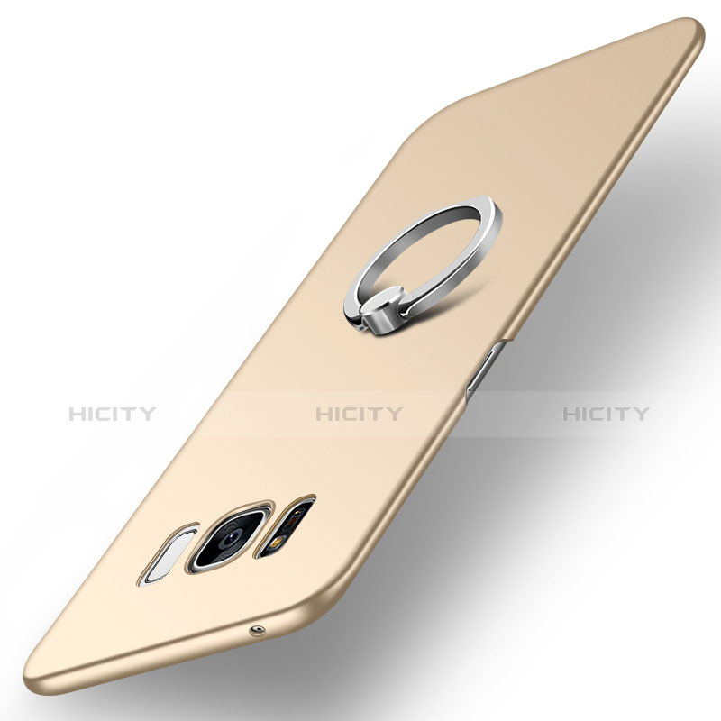 Funda Dura Plastico Rigida Carcasa Mate con Anillo de dedo Soporte A01 para Samsung Galaxy S7 Edge G935F Oro