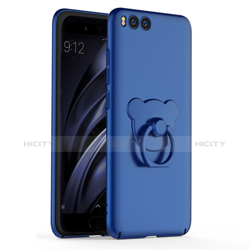 Funda Dura Plastico Rigida Carcasa Mate con Anillo de dedo Soporte A01 para Xiaomi Mi 6 Azul