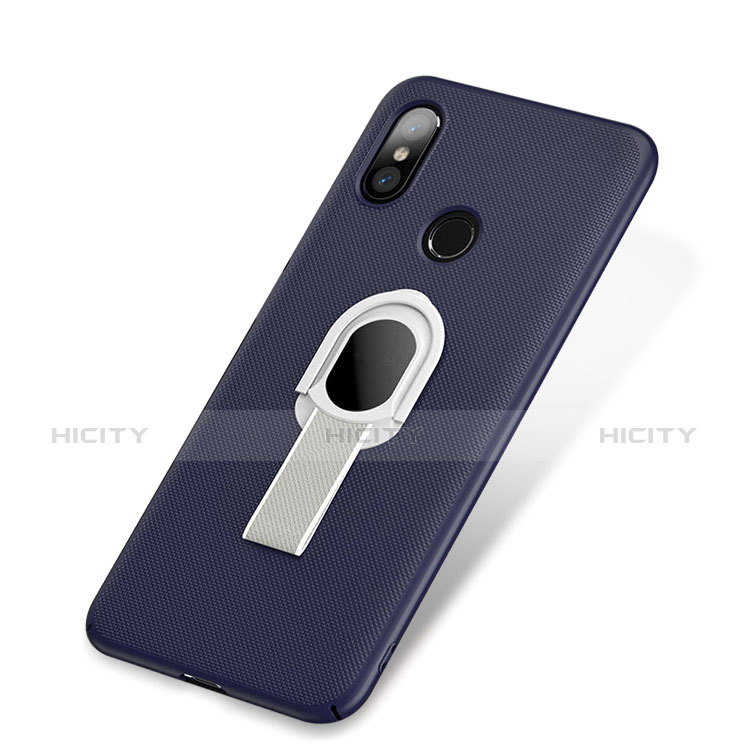 Funda Dura Plastico Rigida Carcasa Mate con Anillo de dedo Soporte A01 para Xiaomi Mi 8 Azul