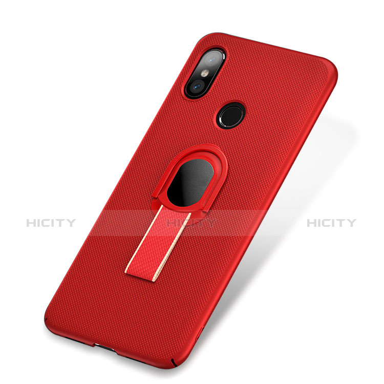 Funda Dura Plastico Rigida Carcasa Mate con Anillo de dedo Soporte A01 para Xiaomi Mi 8 Rojo