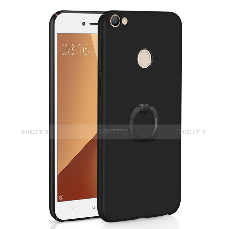 Funda Dura Plastico Rigida Carcasa Mate con Anillo de dedo Soporte A01 para Xiaomi Redmi Note 5A High Edition Negro