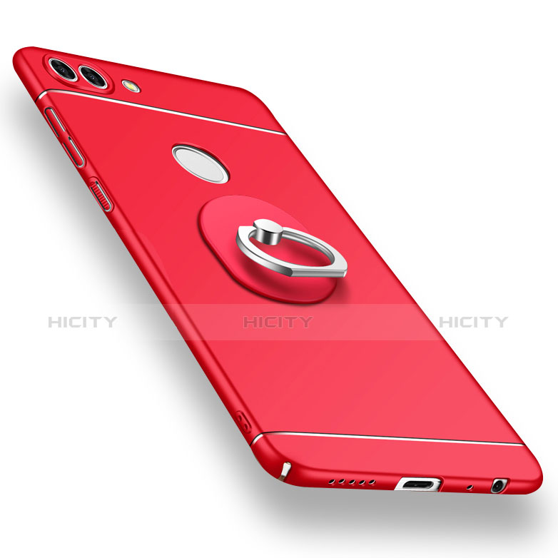 Funda Dura Plastico Rigida Carcasa Mate con Anillo de dedo Soporte A02 para Huawei Enjoy 7S Rojo