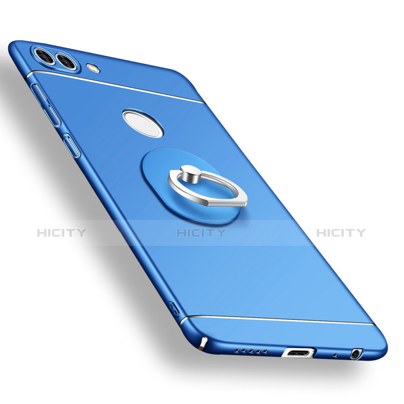 Funda Dura Plastico Rigida Carcasa Mate con Anillo de dedo Soporte A02 para Huawei P Smart Azul