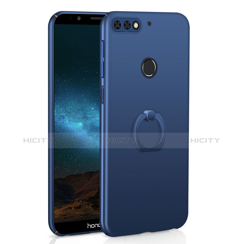 Funda Dura Plastico Rigida Carcasa Mate con Anillo de dedo Soporte A03 para Huawei Enjoy 8 Azul