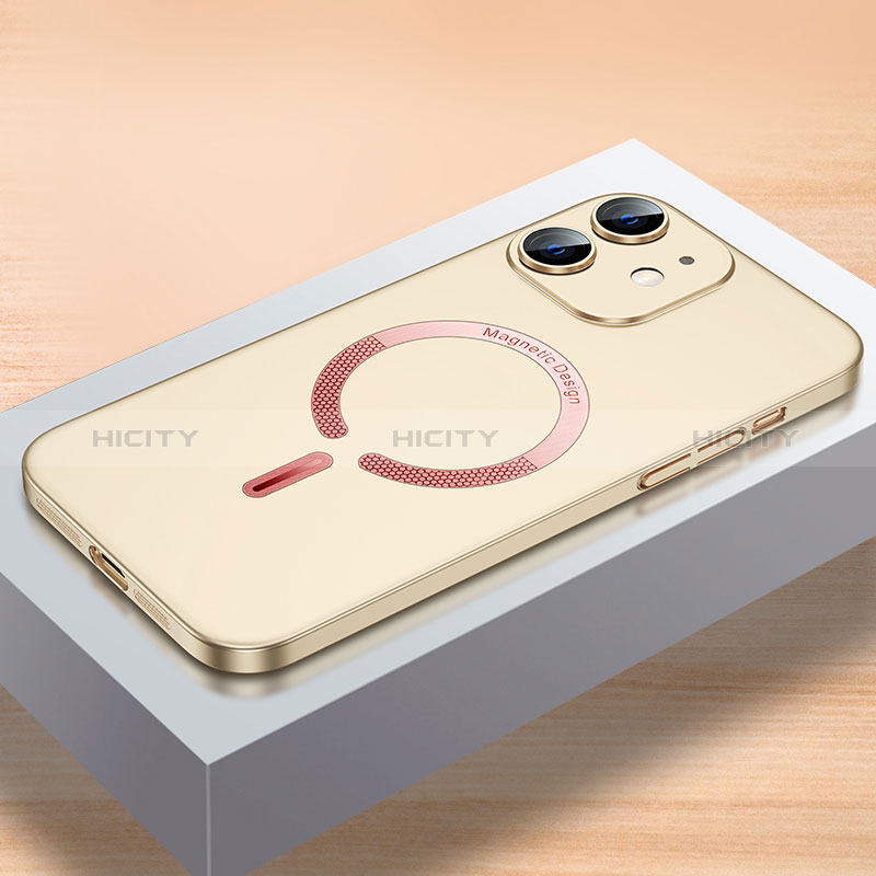 Funda Dura Plastico Rigida Carcasa Mate con Mag-Safe Magnetic QC1 para Apple iPhone 12 Mini Oro