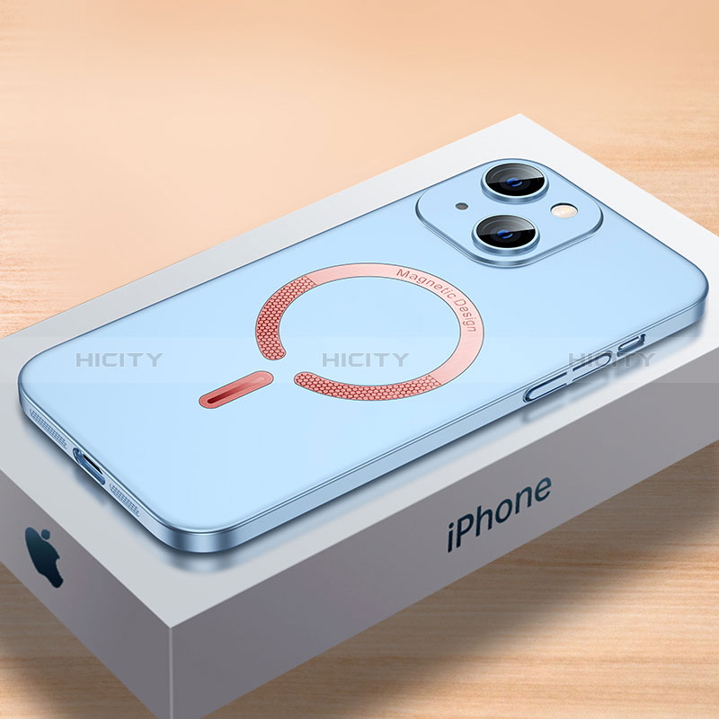 Funda Dura Plastico Rigida Carcasa Mate con Mag-Safe Magnetic QC1 para Apple iPhone 13 Azul Cielo