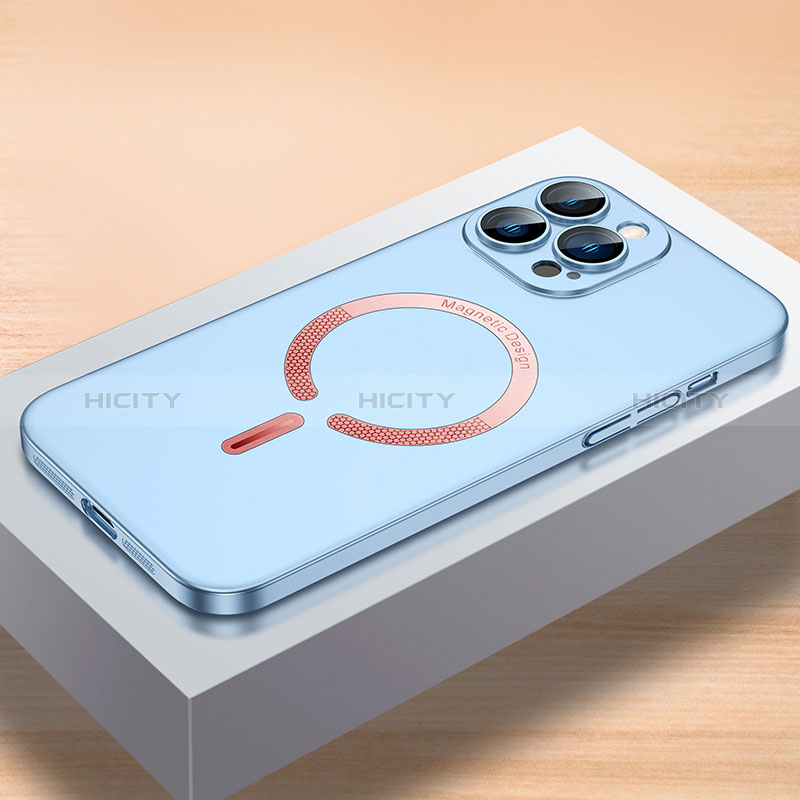 Funda Dura Plastico Rigida Carcasa Mate con Mag-Safe Magnetic QC1 para Apple iPhone 14 Pro Azul Cielo