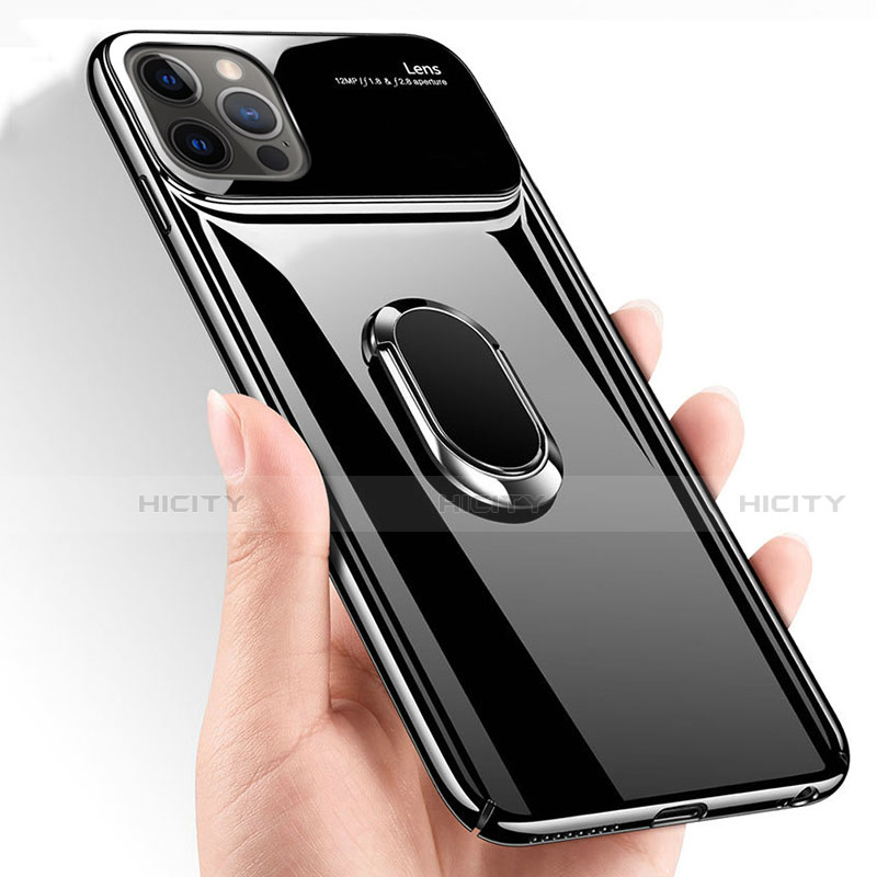 Funda Dura Plastico Rigida Carcasa Mate con Magnetico Anillo de dedo Soporte A01 para Apple iPhone 12 Pro