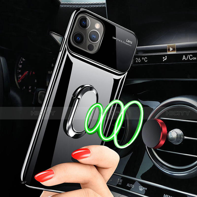 Funda Dura Plastico Rigida Carcasa Mate con Magnetico Anillo de dedo Soporte A01 para Apple iPhone 12 Pro Max