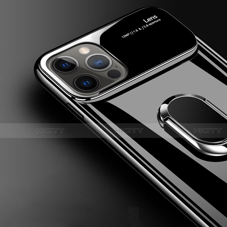 Funda Dura Plastico Rigida Carcasa Mate con Magnetico Anillo de dedo Soporte A01 para Apple iPhone 12 Pro Max