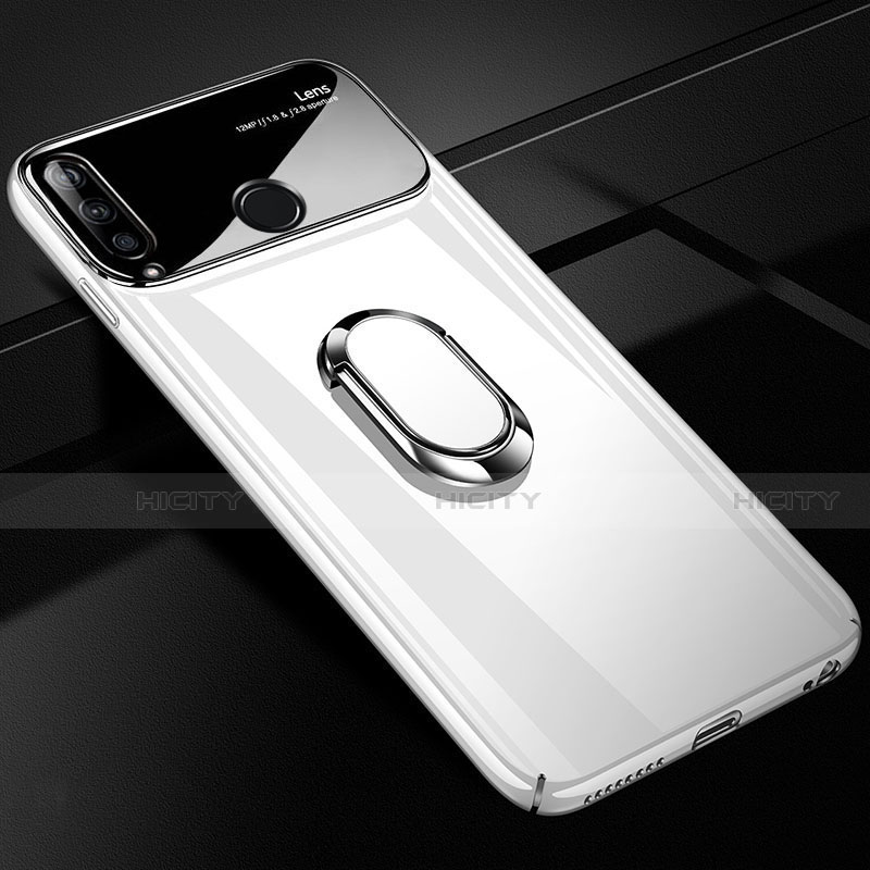 Funda Dura Plastico Rigida Carcasa Mate con Magnetico Anillo de dedo Soporte A01 para Huawei Enjoy 10 Plus Blanco