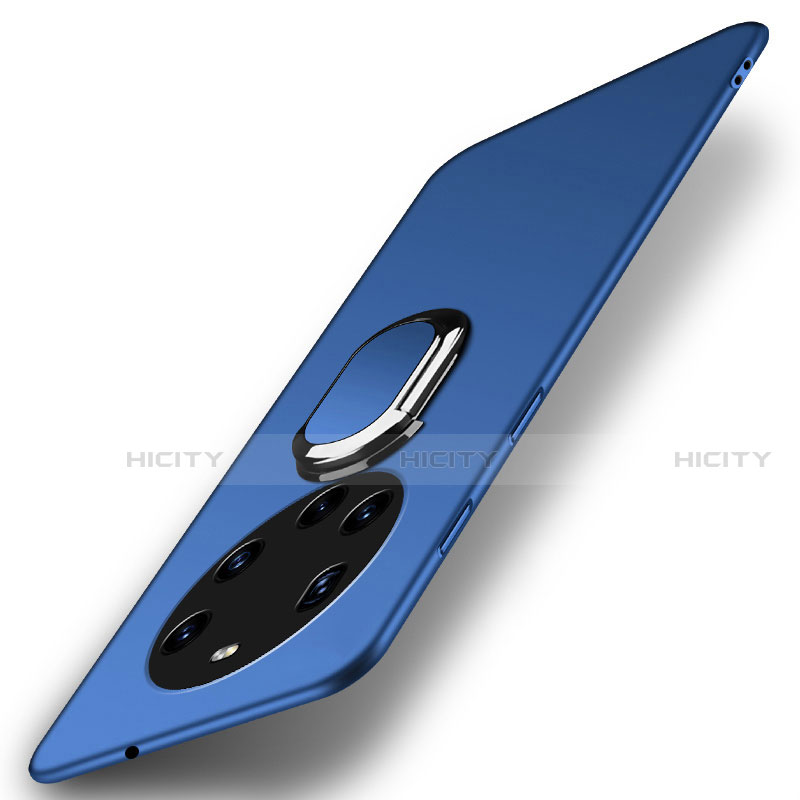 Funda Dura Plastico Rigida Carcasa Mate con Magnetico Anillo de dedo Soporte A01 para Huawei Mate 40 Pro+ Plus Azul