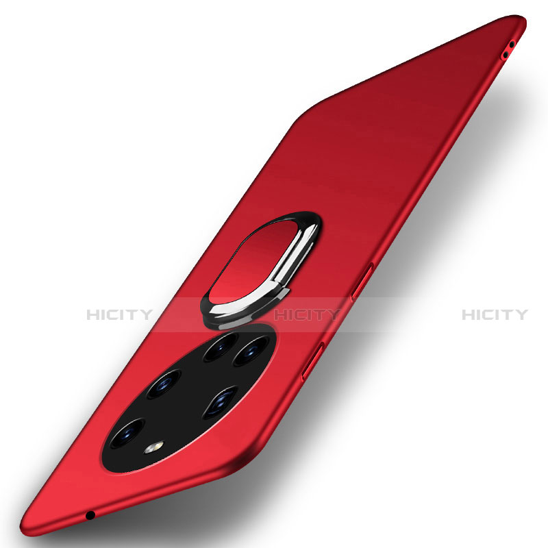 Funda Dura Plastico Rigida Carcasa Mate con Magnetico Anillo de dedo Soporte A01 para Huawei Mate 40 Pro+ Plus Rojo