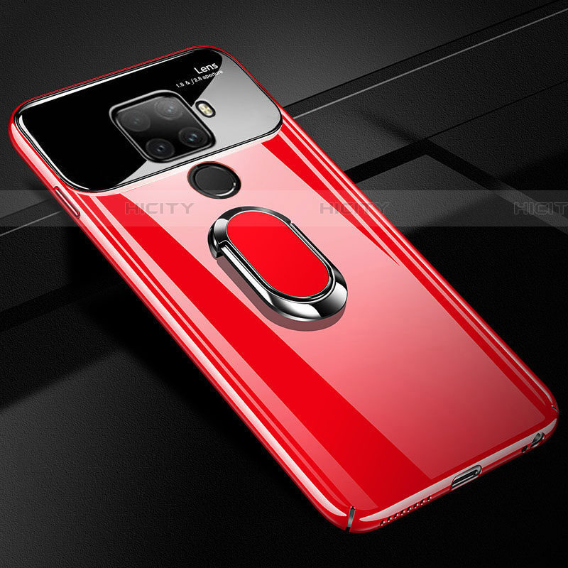Funda Dura Plastico Rigida Carcasa Mate con Magnetico Anillo de dedo Soporte A01 para Huawei Nova 5z Rojo