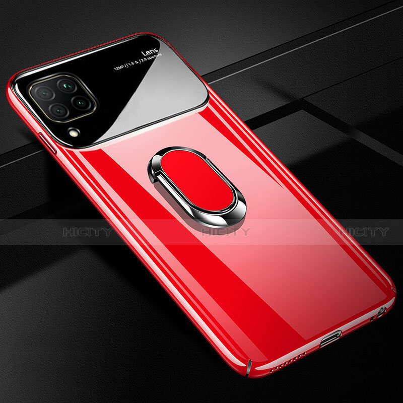 Funda Dura Plastico Rigida Carcasa Mate con Magnetico Anillo de dedo Soporte A01 para Huawei Nova 6 SE Rojo