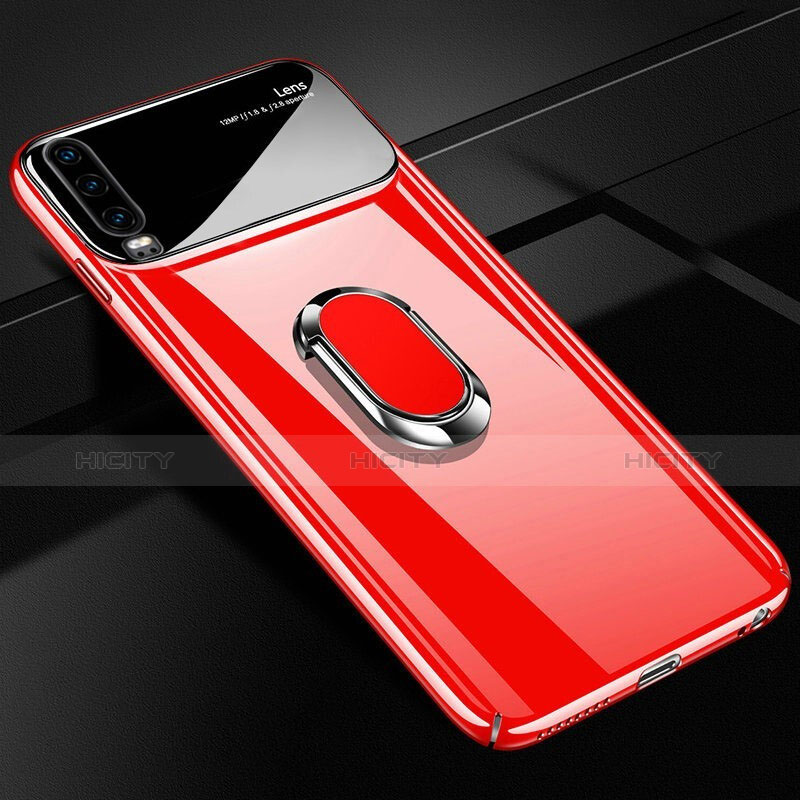 Funda Dura Plastico Rigida Carcasa Mate con Magnetico Anillo de dedo Soporte A01 para Huawei P30 Rojo