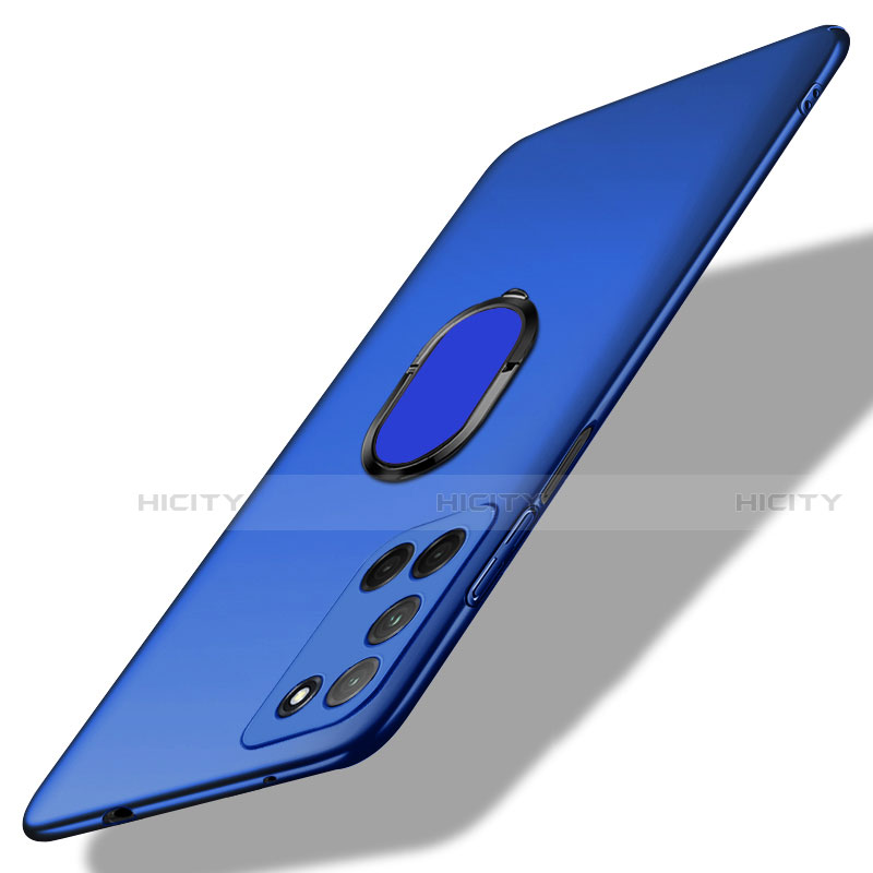 Funda Dura Plastico Rigida Carcasa Mate con Magnetico Anillo de dedo Soporte A01 para Oppo A52 Azul